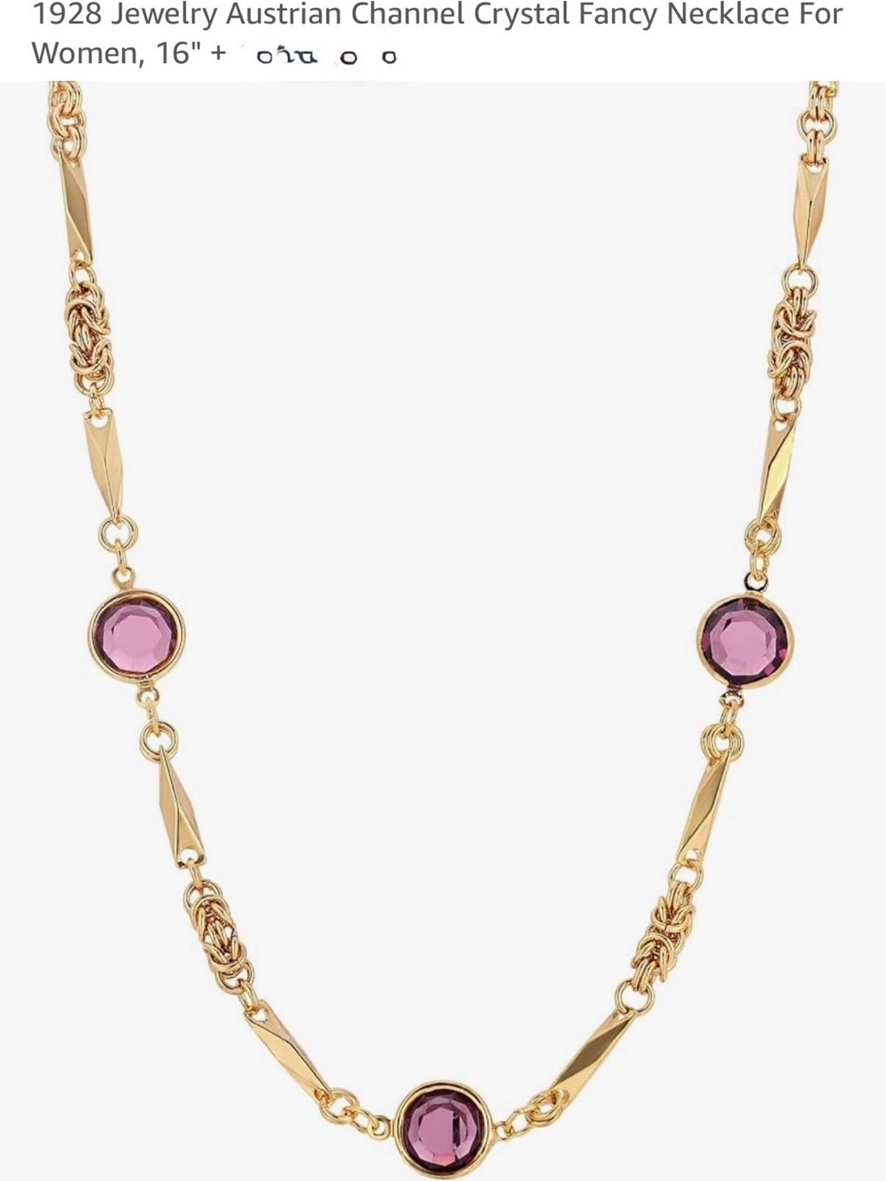 1928 Jewlery Austrian Crystal Amethyst 16 inch Necklace